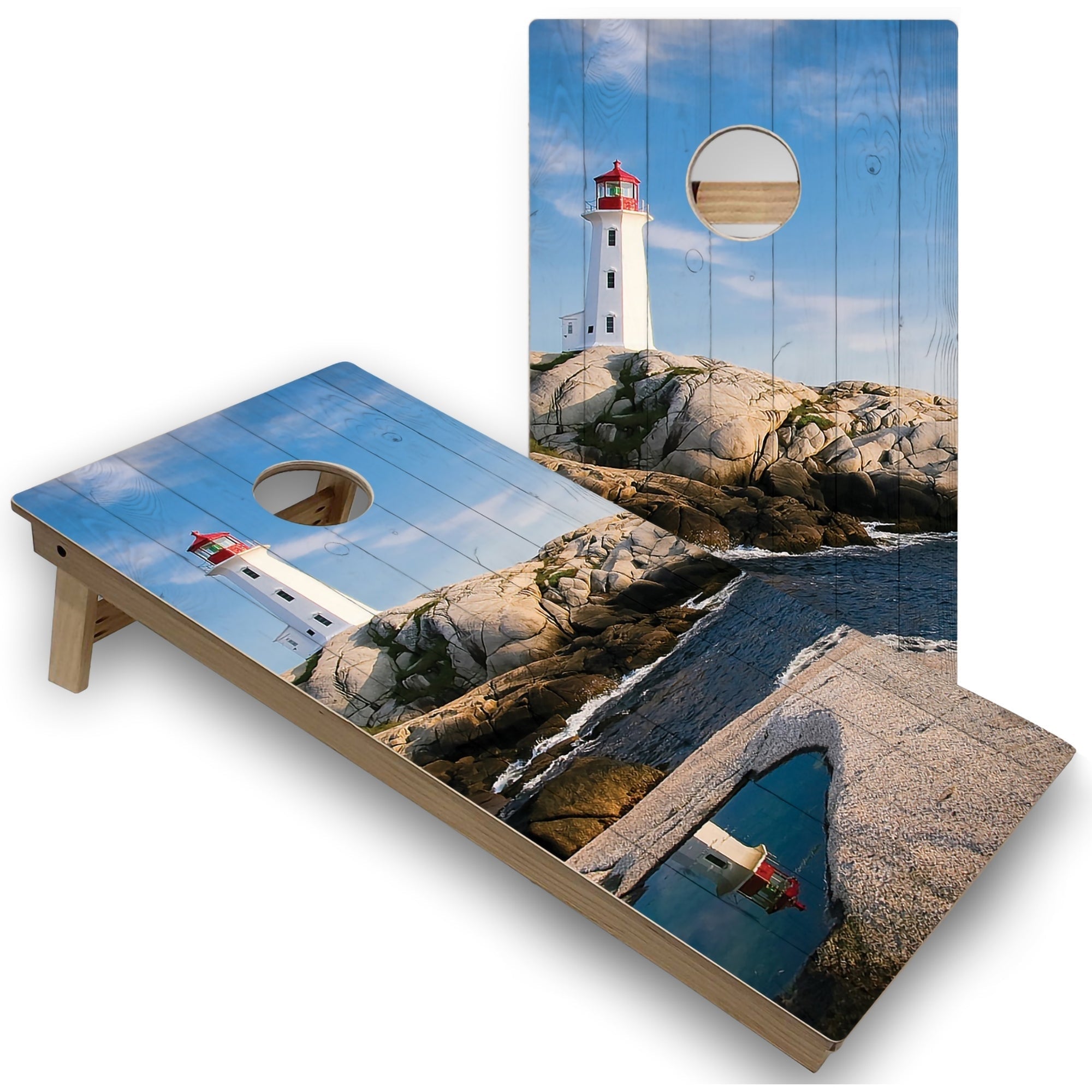 Lighthouse Premium Cornhole Boards w Case & Lights