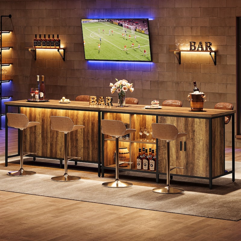 Industrial Bar Table 63 Inch, 2-Tier Storage Shelves, Rustic Wood Metal Frame for Kitchen Pub Living Room