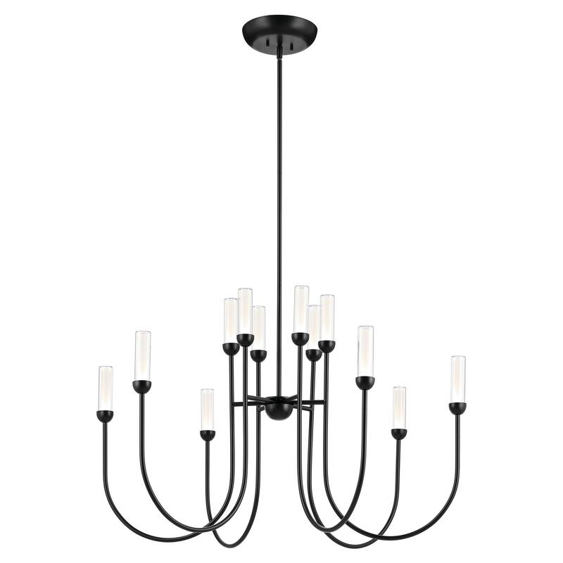 Moraine 40 Inch LED 12 Light 2-Tier Chandelier in Black