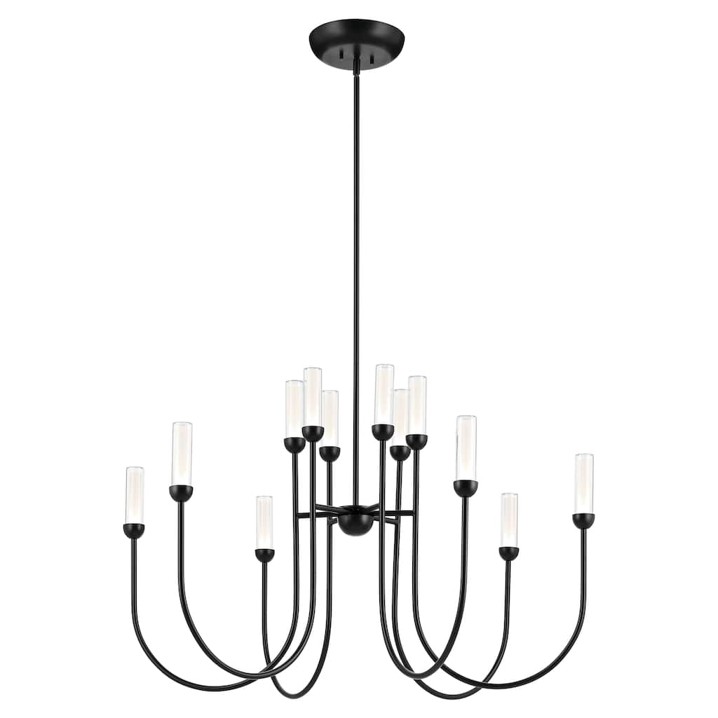 Moraine 40 Inch LED 12 Light 2-Tier Chandelier in Black
