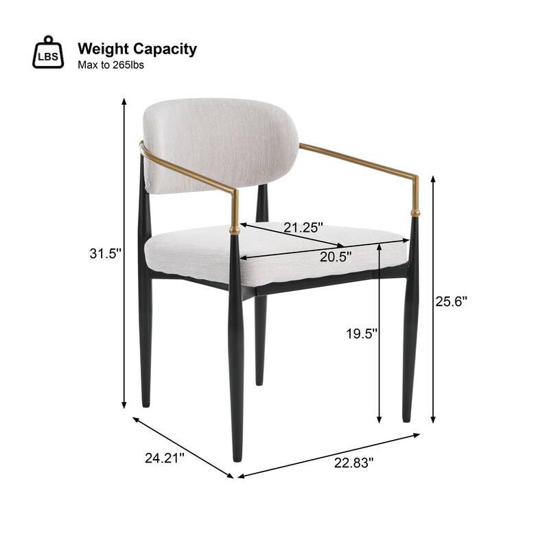 Christopher Knight Home - GlamCore Modern Upholstered Metal Base Dining Chairs with Gold Accents