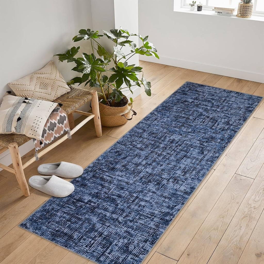 Modern Abstract Area Rug for Living Room, Throw Floor Carpet for Home Décor, Blue - 2' x 3'