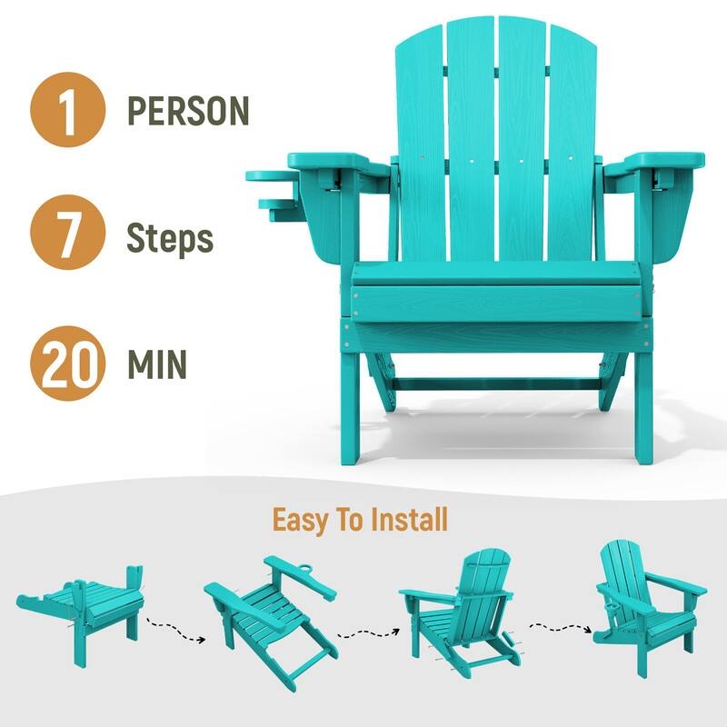 3-Position Reclining Folding Outdoor Chair – PE Wood Grain, Weather-Resistant