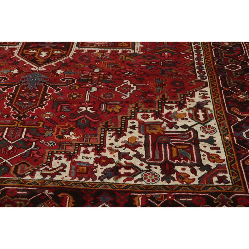 Hand Knotted Oriental 100% Wool Carpet Traditional Medallion Red Heriz Area Rug - 11' 4'' X 9' 3''