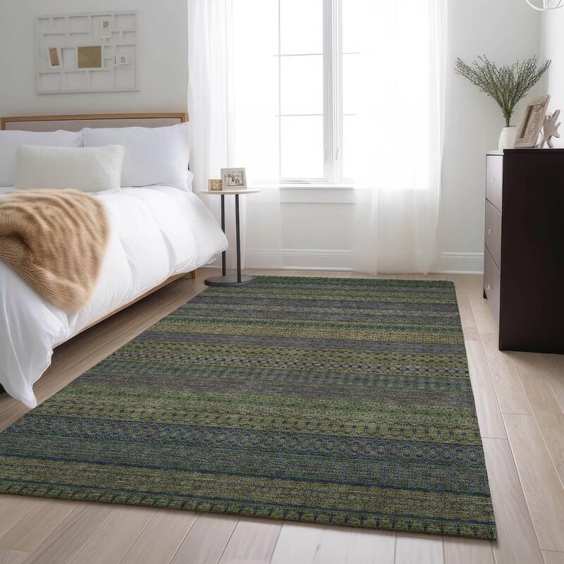 Premium Washable Super Soft Boho Stripes Mayfield Rug - Olive - 2' 6" x 3' 10" - Rectangle