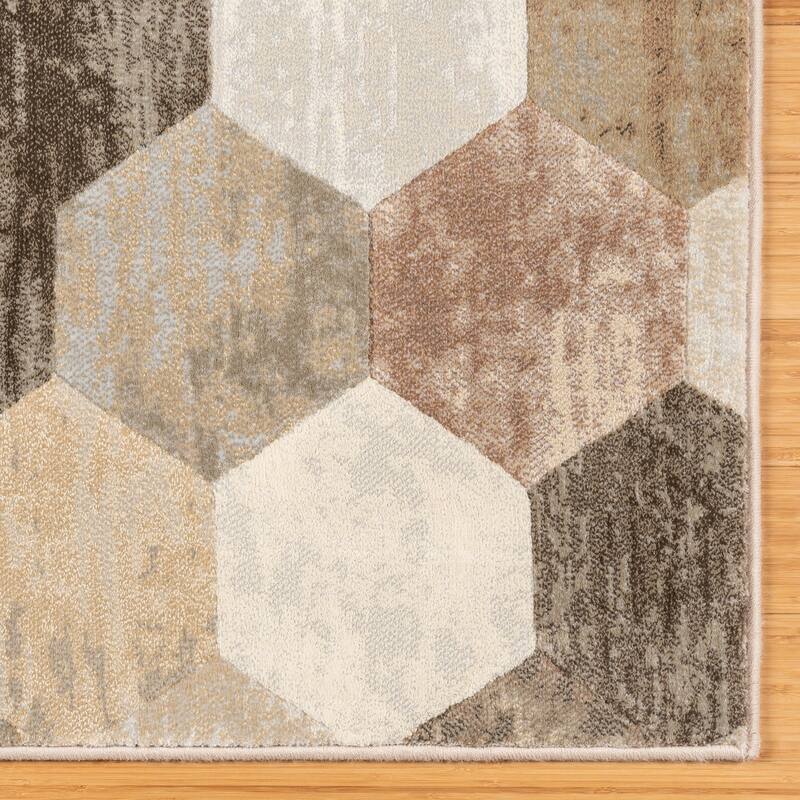 Gertmenian Blayne Polypropylene Modern Designer Geometric Floral Area Rug Collection