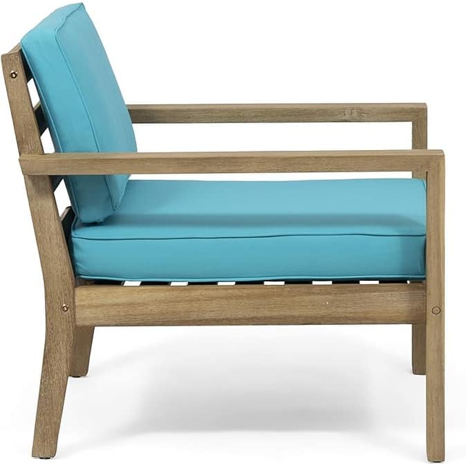 Roomfitters Outdoor Club Chairs with Wooden Frame and Bright Cushions, Patio Seating for Balcony or Garden, Set of 2