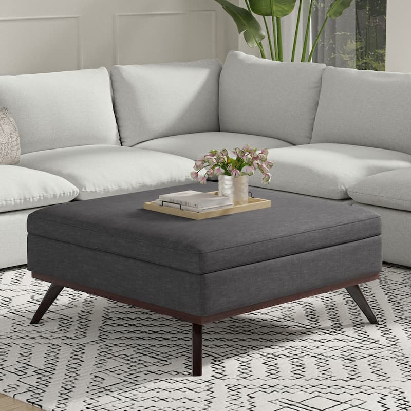 WYNDENHALL Ethan Mid Century Modern Table Ottoman - 40"D x 40"W x 19"H - Slate Grey