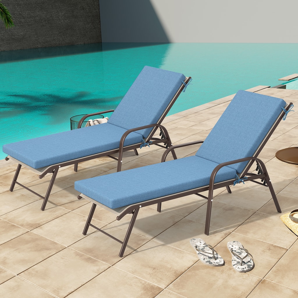 Outdoor Chaise Lounge Set Lounge Chairs with Adjustable Back and Sunbrella Fabric Cushions