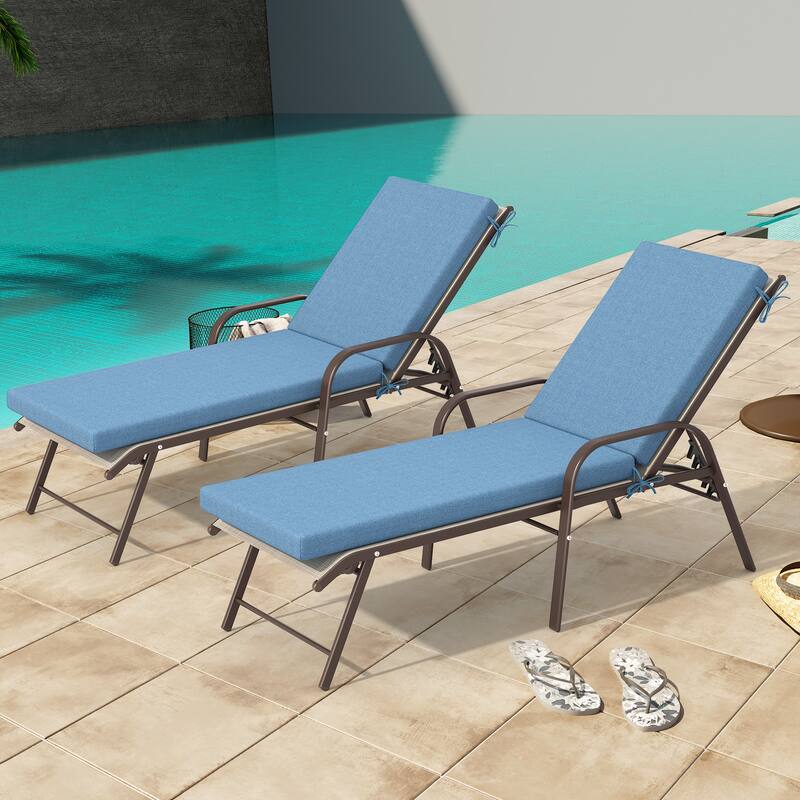 Outdoor Chaise Lounge Set Lounge Chairs with Adjustable Back and Sunbrella Fabric Cushions