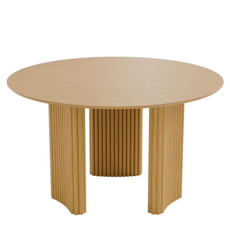 Dovelina 46" Modern Round Dining Table with Artistic Fluted Base & Safe Rounded Edges for Family