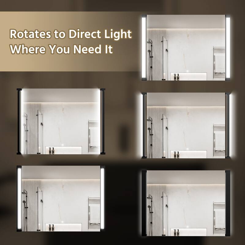 Modland 270° Adjustable LED Bathroom Mirror with Lights Stepless Dimming and Memory Function