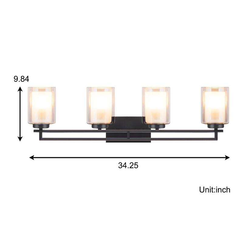 Bathroom Vanity Lighting Fixture Wall Sconces White Glass 4Light