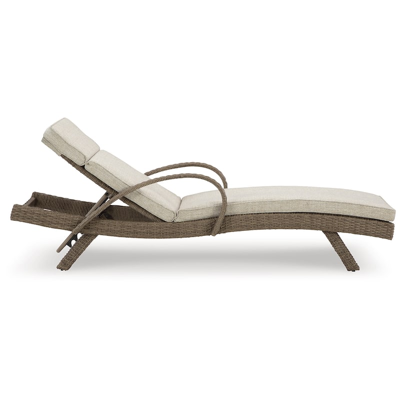 Signature Design by Ashley Beachcroft Beige Outdoor Chaise Lounge with Cushion - 30.13" W x 79.38" D x 39.75" H