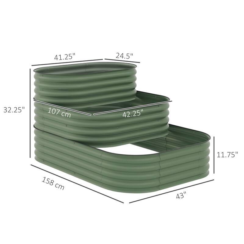 Outsunny 3-Tier Galvanized Steel Raised Garden Bed Kit