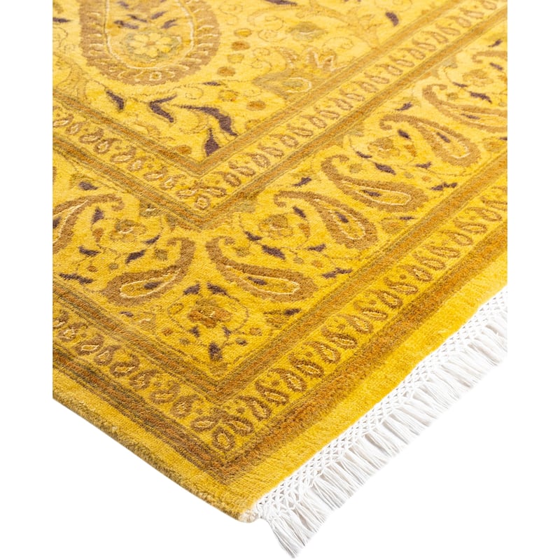 Overdyed One-of-a-Kind Hand-Knotted Area Rug - Yellow - 5' 9" x 8' 4"