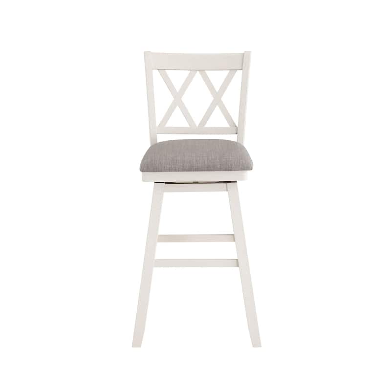 42.5" White High Double Cross Bar Stool with Swivel Seat