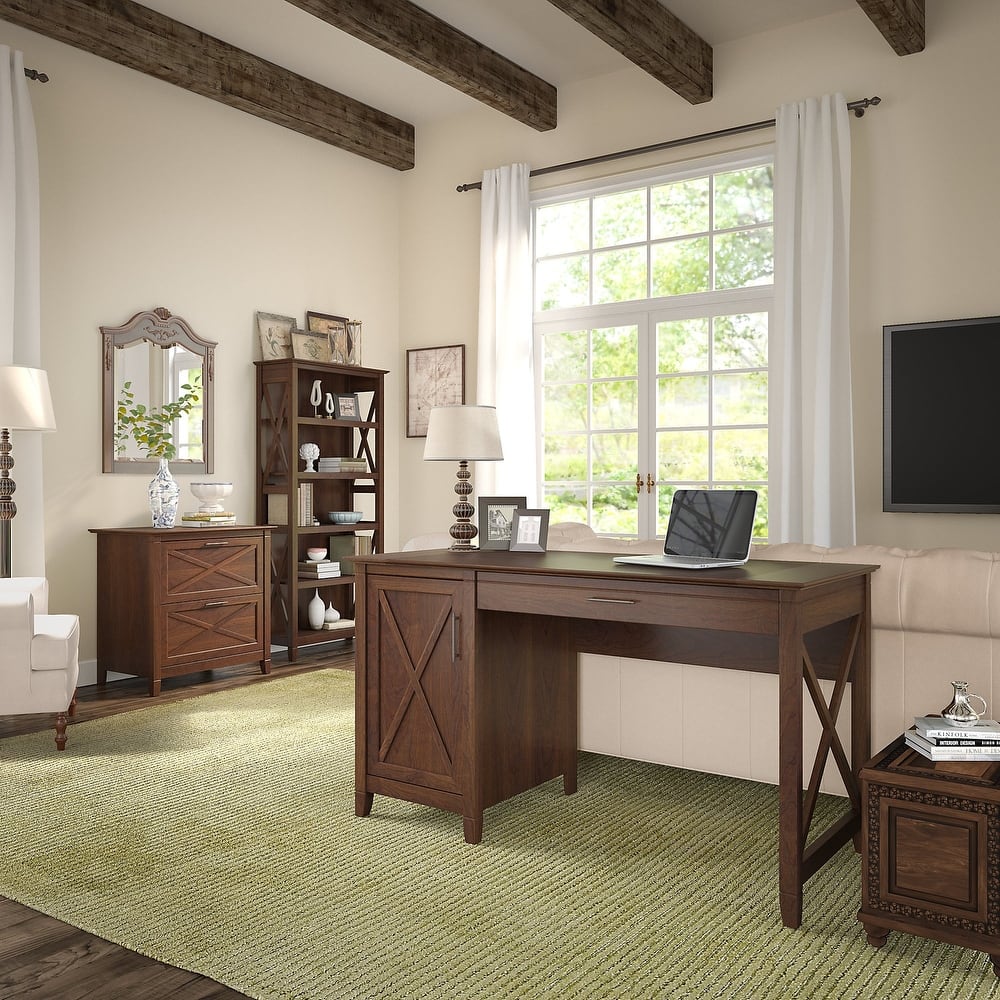 Key West 54W Computer Desk with Cabinet and Bookcase by Bush Furniture