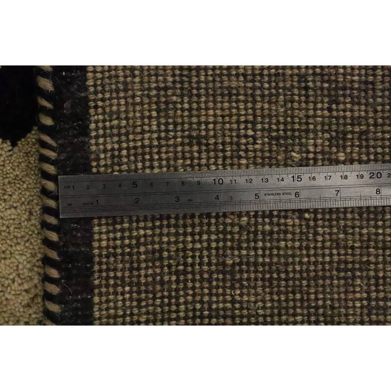 Hand Knotted Oriental 100% Wool Carpet Modern Geometric Beige & Ivories Gabbeh Area Rug - 5' 11'' X 4' 0''