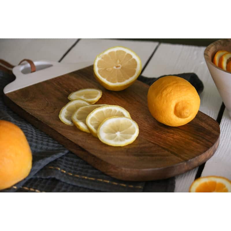 Foreside Home & Garden Large White Wood Kitchen Serving Cutting Board