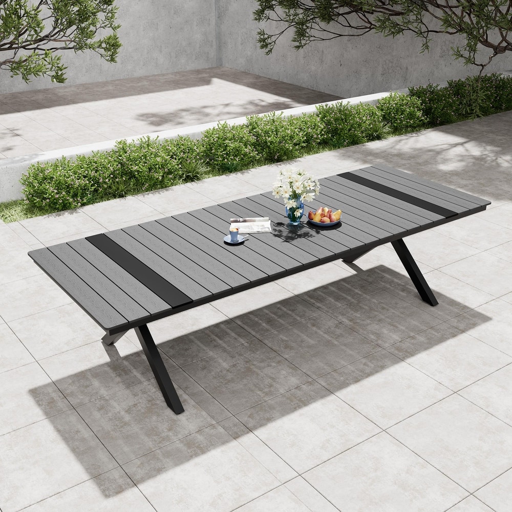 Pellebant Aluminum Rectangular Outdoor Patio Dining Table with Umbrella Hole