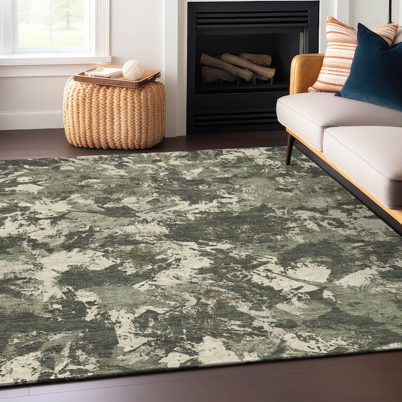 Machine Washable Indoor/ Outdoor Chantille Abstract Contemporary Rug