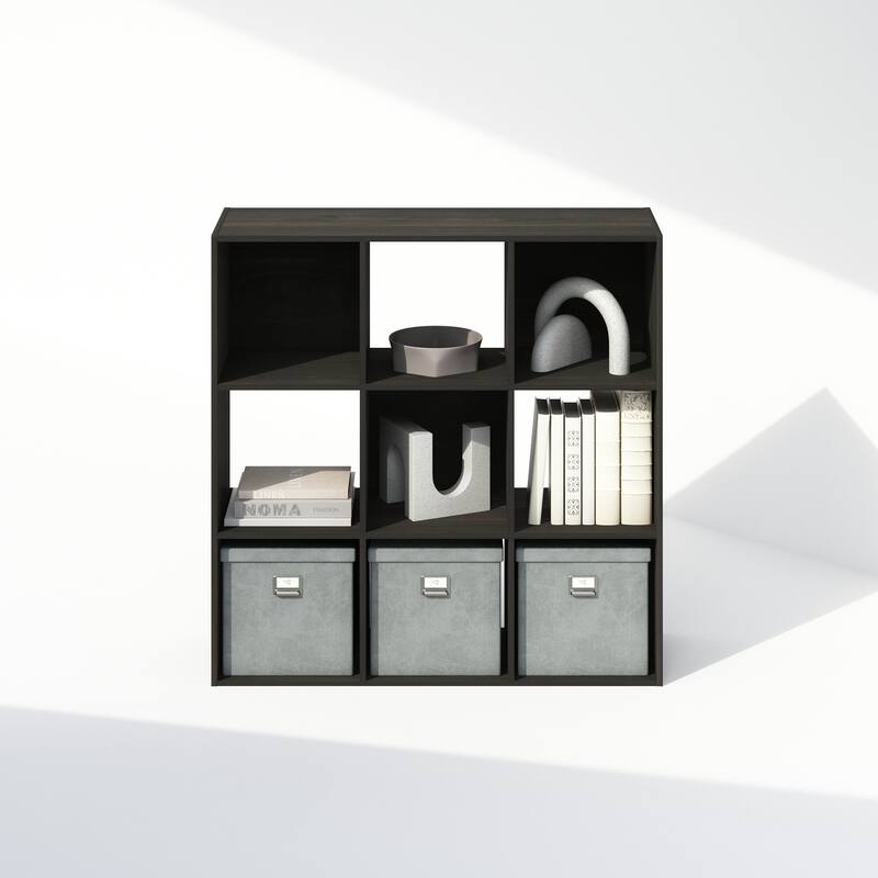 35.39 in. Tall Espresso Wood 9-Shelf Bookcase