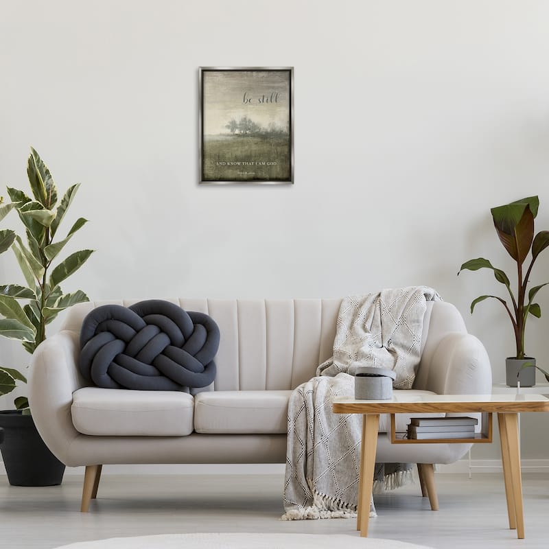 Stupell Be Still over Rustic Landscape Framed Floater Canvas Wall Art Design By John Spaeth
