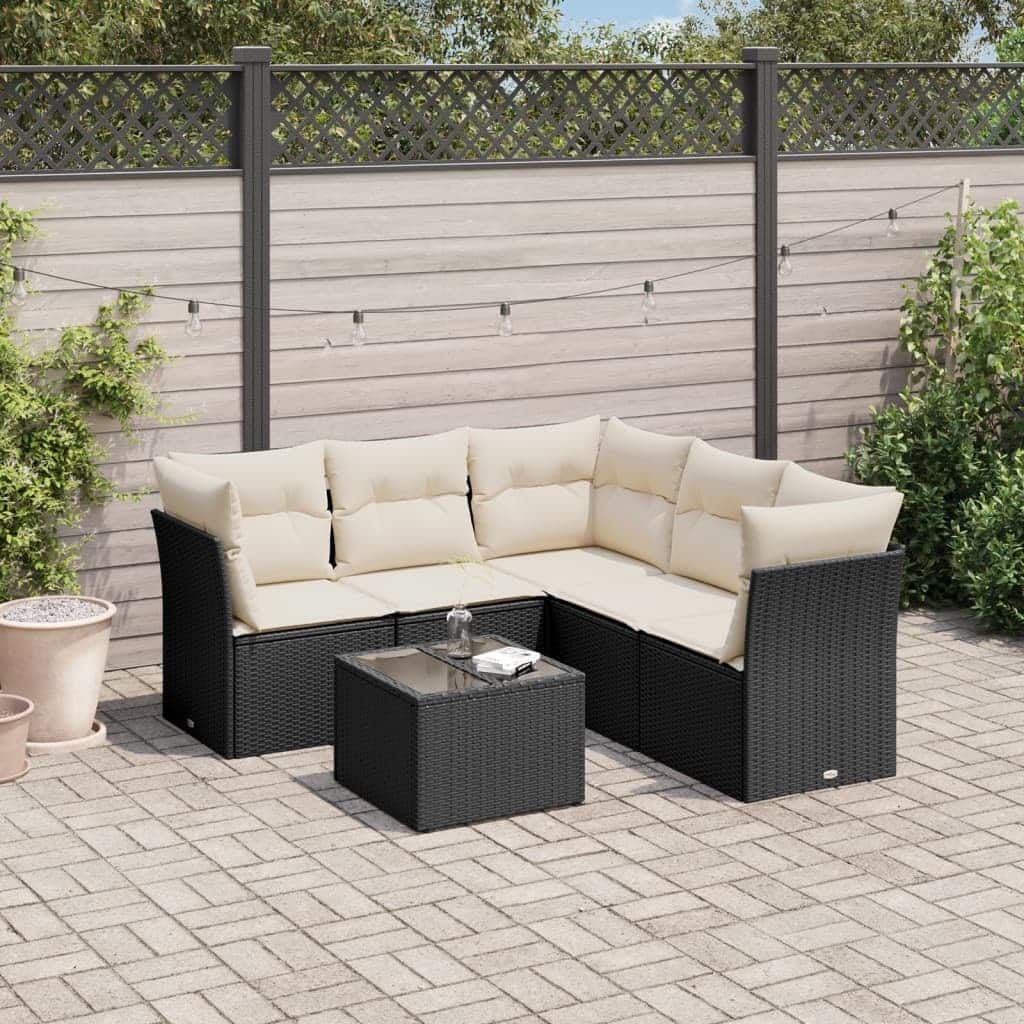 vidaXL Garden Sofa Set Black, Cream White - 21.7 x 21.7 x 14.6