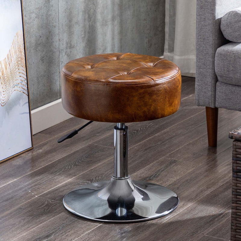 Adjustable Height Round Ottoman Swivel Vanity Stool