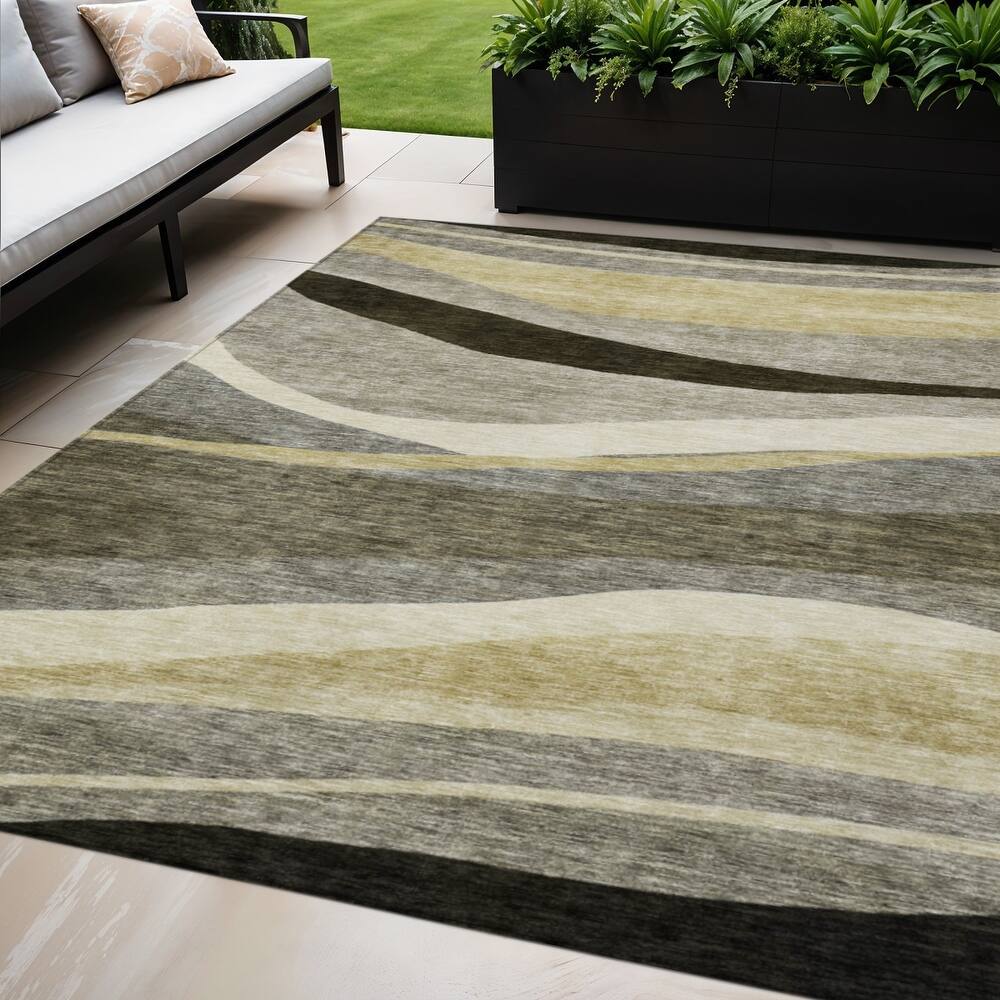 HomeRoots Abstract Transitional Rectangle Outdoor Rug