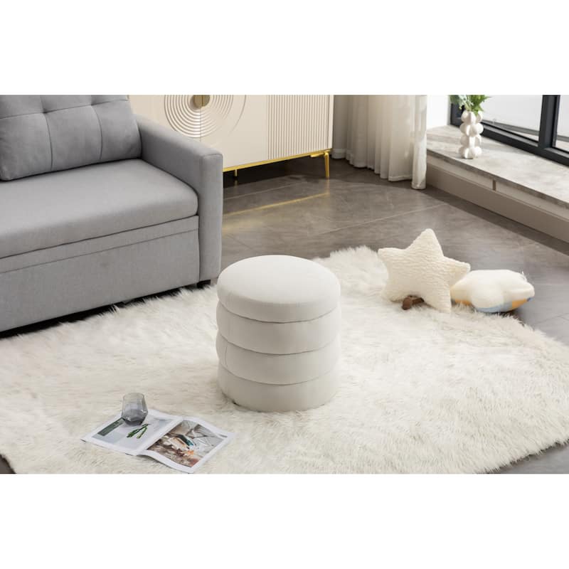 Soft Velvet Round Ottoman Footrest Stool