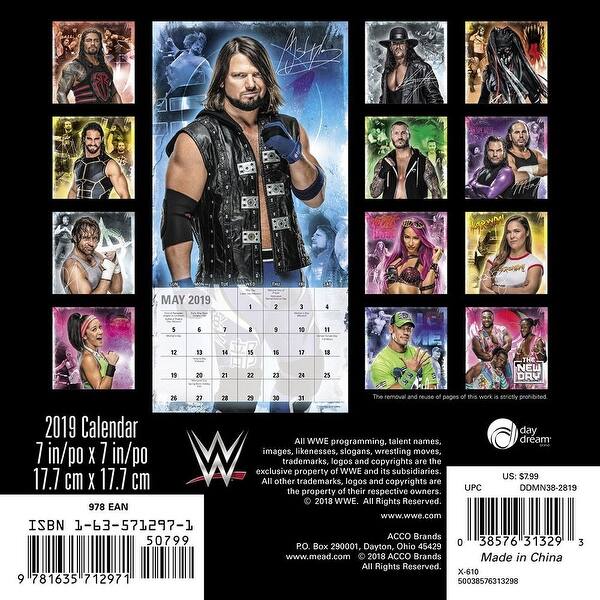 Shop 2019 Wwe 2019 Mini Wall Calendar Mma Boxing Wrestling By