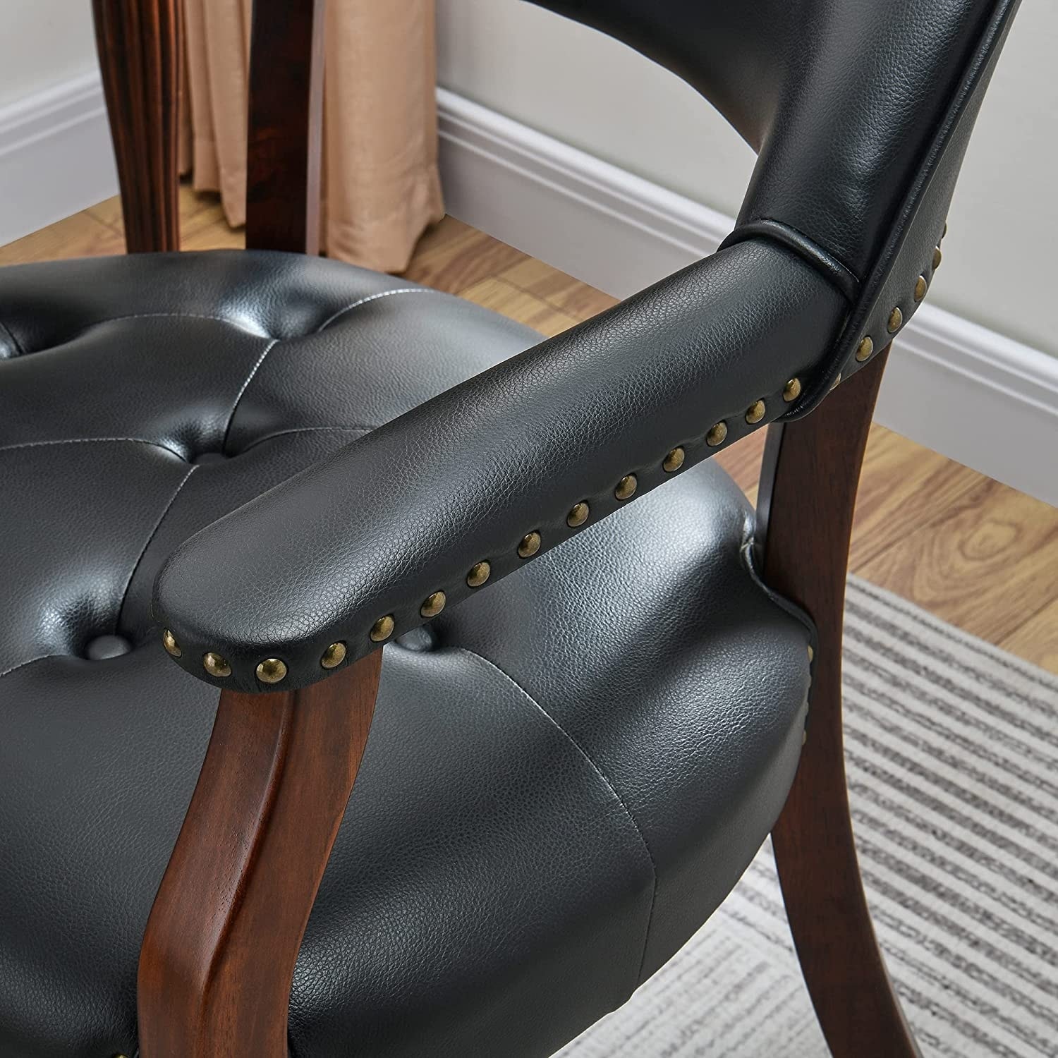 Solid Wood Frame Dining Chairs with Casters for Poker Tables-image