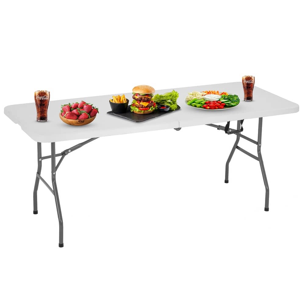 Furniture of America Roomus White 70" x 29" Portable Folding Banquet Table, White