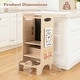 preview thumbnail 3 of 7, Gymax Wooden Toddler Standing Tower w/Chalkboard Montessori Games 3