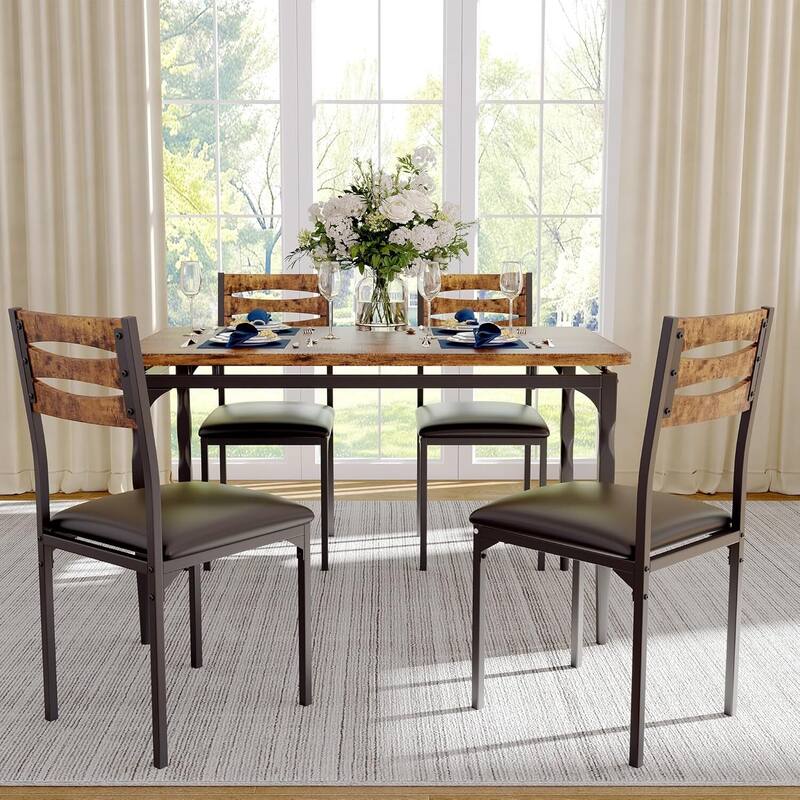 Dining Table Set for 4 with Spiral Table Legs for Small Spaces Kitchen Apartment