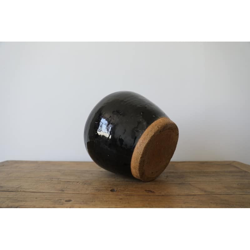 Artissance Vintage Glazed Obsidian Small Vase With Unfinished Base, 24 Inch Tall, Black (Size & Finish Vary)