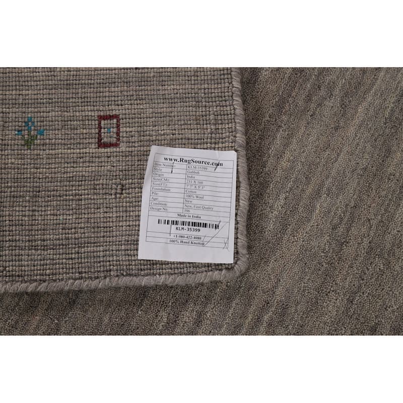 Tribal Gray Gabbeh Oriental Area Rug Handmade Wool Carpet - 5'3"x 7'7"