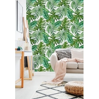Monstera Palm Leaves Removable Wallpaper - Bed Bath & Beyond - 33275081