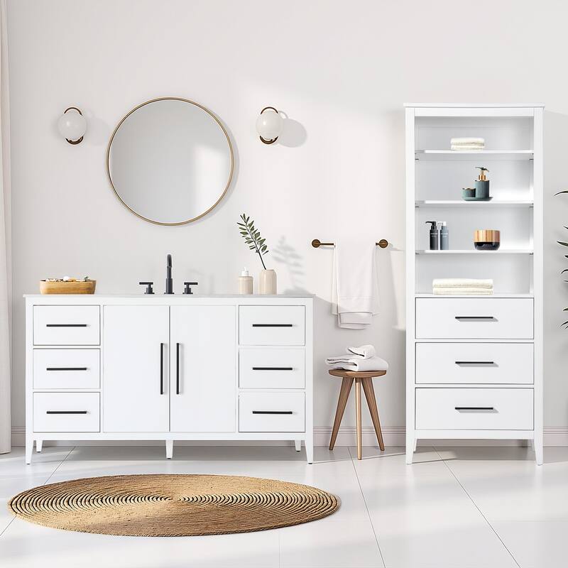 Laura 16-28 Inch Open Shelving Bath Storage Cabinet