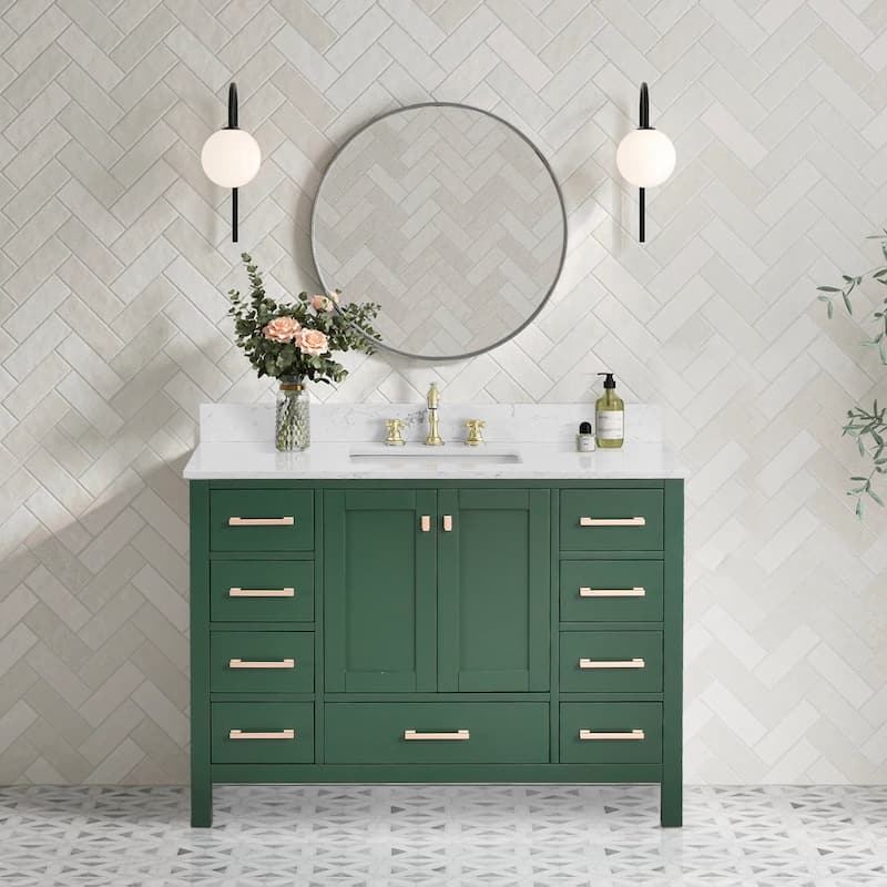 OpalithD 48 in. Bathroom Vanity with Sink, Wood Bath Cabinet with Top