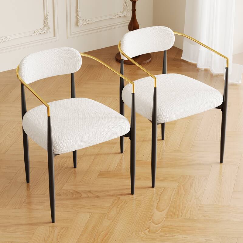 Modern Teddy Velvet 2 Piece Kitchen Dining Chair with Upholstered, Metal Legs for Dining Room Living Room Bedroom Reading Room