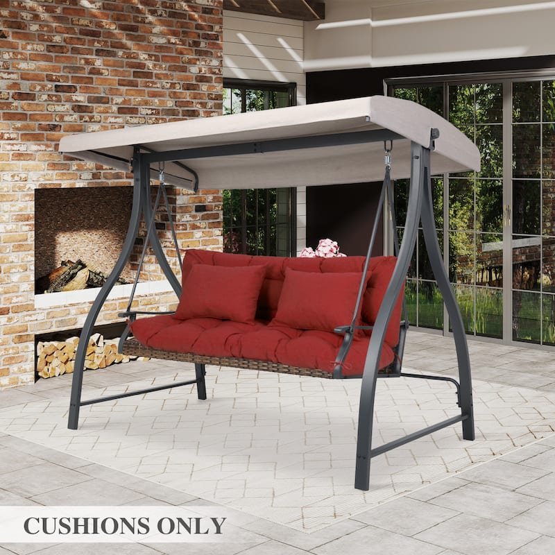 Aoodor 59" Tufted Porch Swing Cushions, Outdoor Swing Replacement Cushion 2-3 Seater with Backrest and 2 Pillows