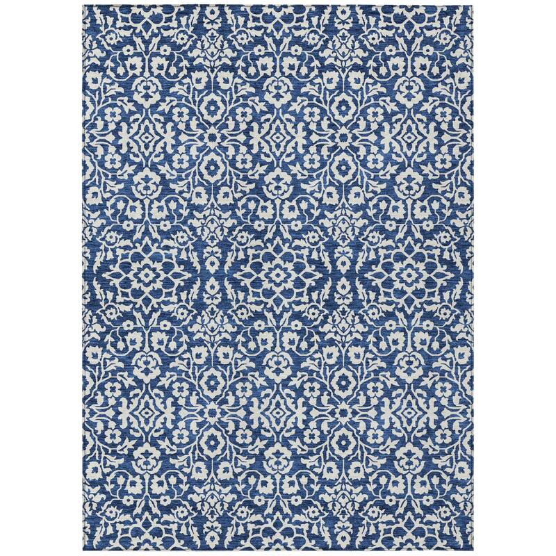 HomeRoots Damask Traditional Rectangle Outdoor Rug