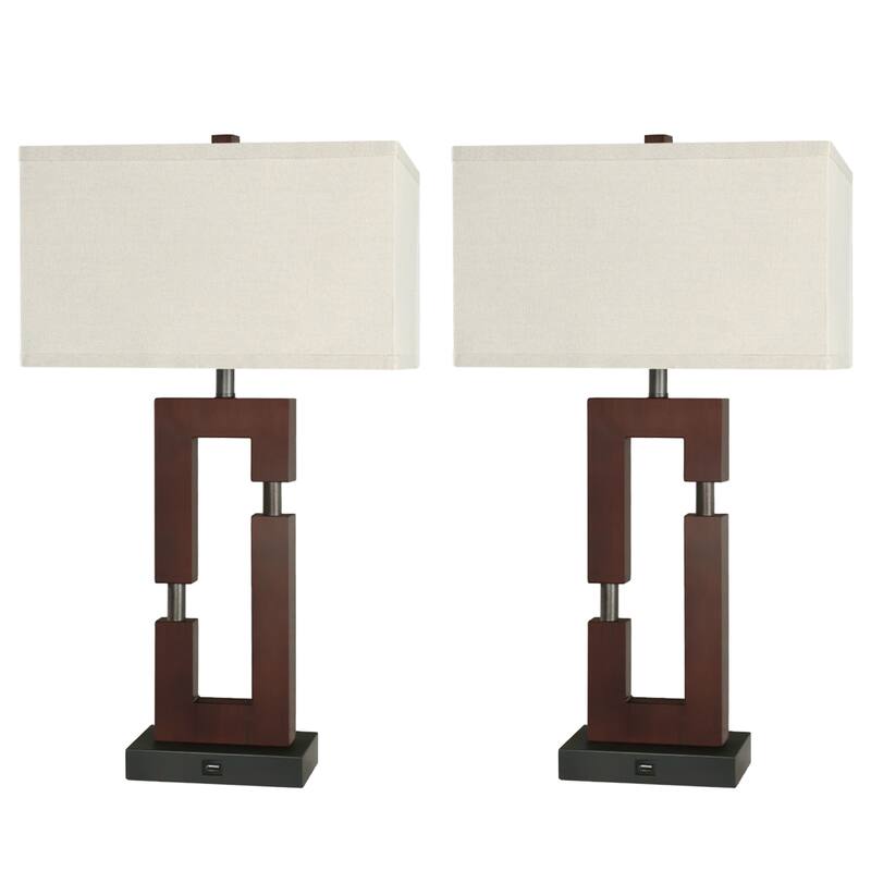 Bedside Lighting Wood Table Lamps (Set of 2)