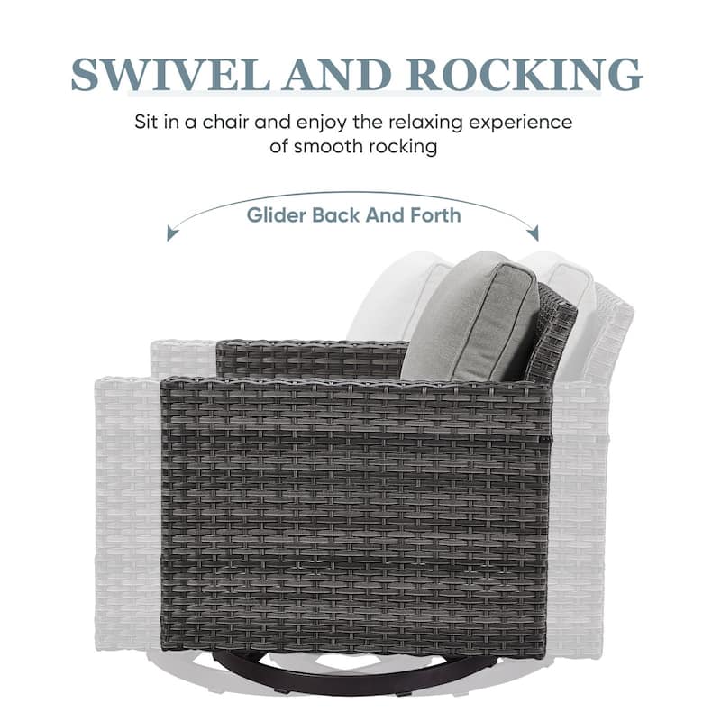 Outdoor Swivel Glider Chairs with Soft Cushion