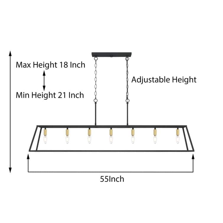 7-light Large Modern Farmhouse Kitchen Island Lighting - 55''