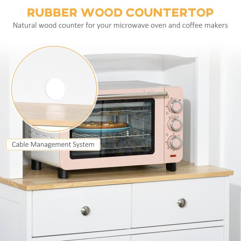 Kitchen Buffet Cabinet with Wood Countertop and Adjustable Shelves, Tall Storage Cabinet with Drawers and Acrylic Doors