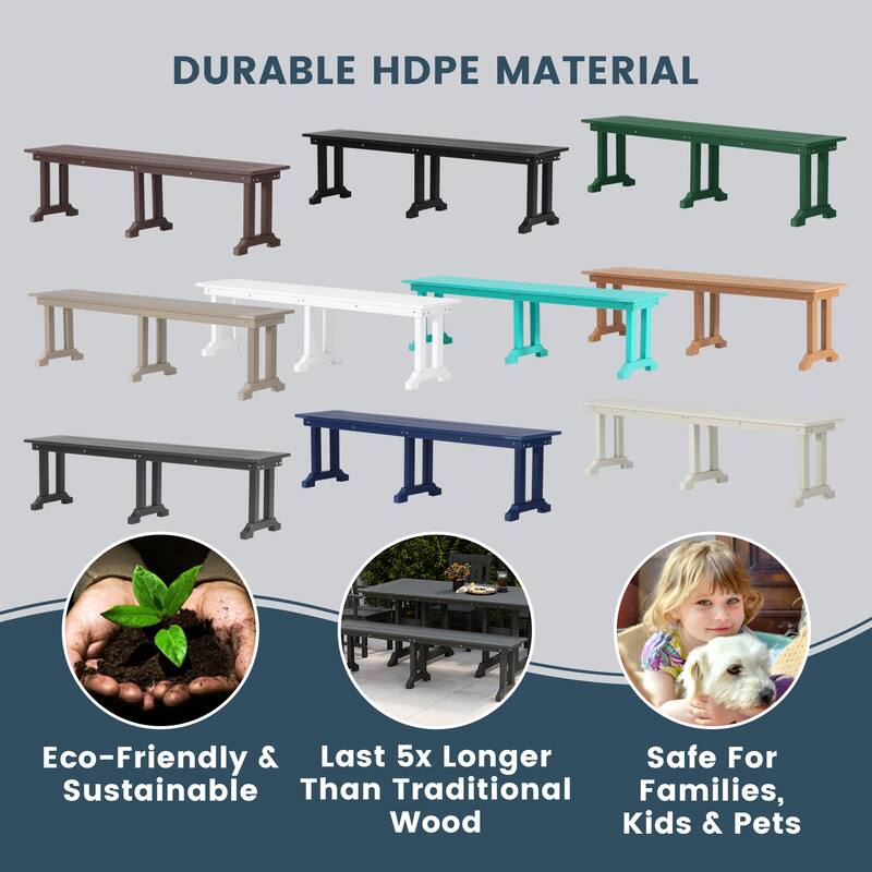 Laguna Hdpe All Weather Outdoor Patio 65" Bench